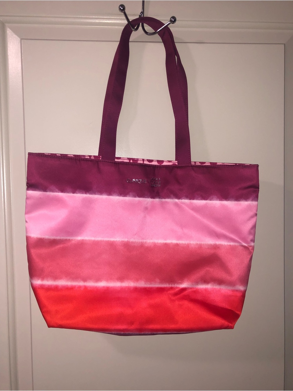 Clinique Satin Ombre Tote in Berry, Pink & Red
